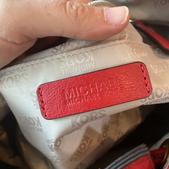 Michael Kors signature jacquard Medium East West Ring Tote BG / EB / Red - Picture 11 of 14